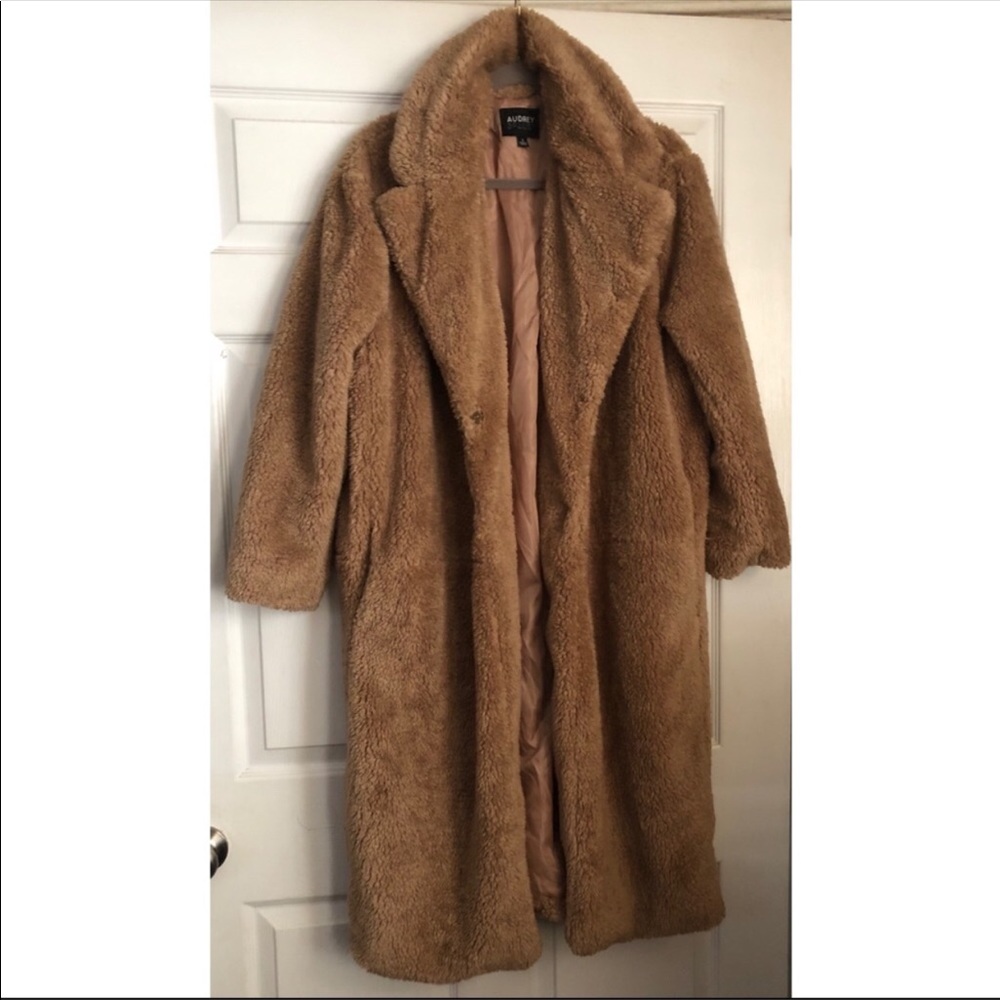 Tan fax fur long coat